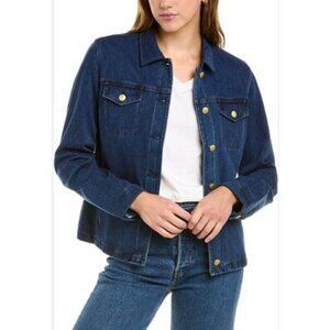J. McLaughlin Women Blue Jean Cotton Blend Jacket Size M